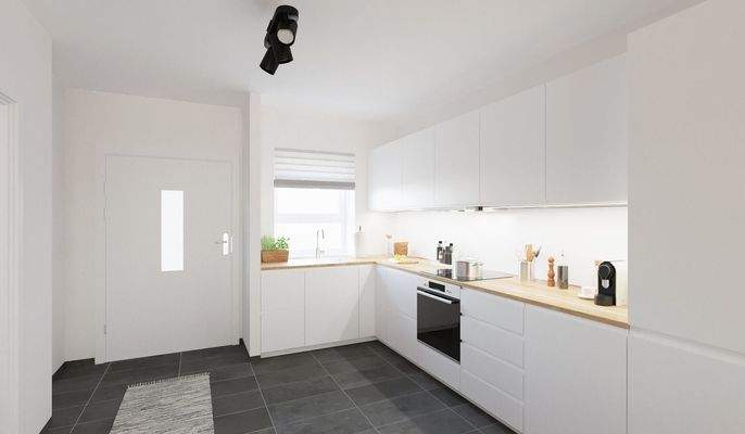 Die offene Wohnküche lädt zu gemeinsamen Mahlzeite