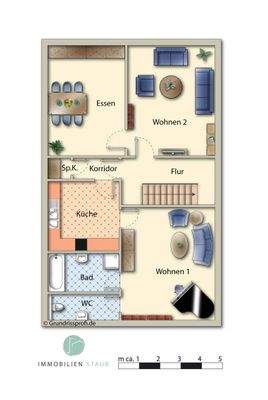 schematischer Grundriss im Erdgeschoss