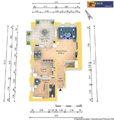 Wohnungsgrundriss - untere Ebene