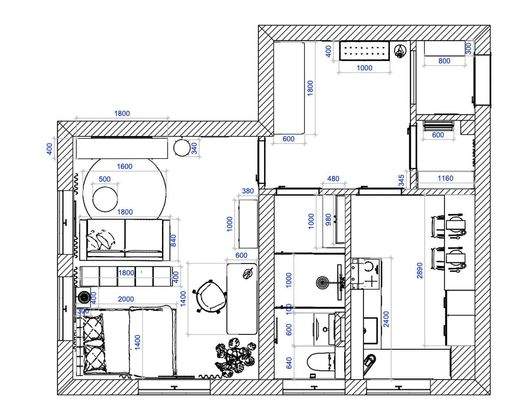 Möbel in Wohnzimmer umgestellt