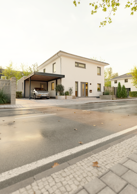 Ext_Stadthaus_Flair_124_Kubus_Putz_Carport_StreetView02