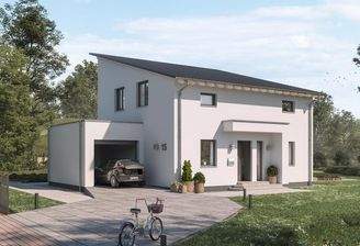 Frontansicht/Seitlich; Option Garage & Hauseingangsüberdachung