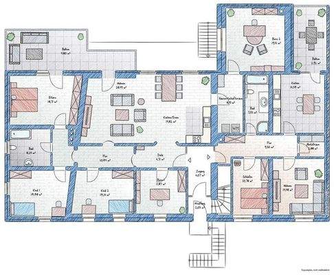 Grundriss 1. OG Wohnung 1 und 2