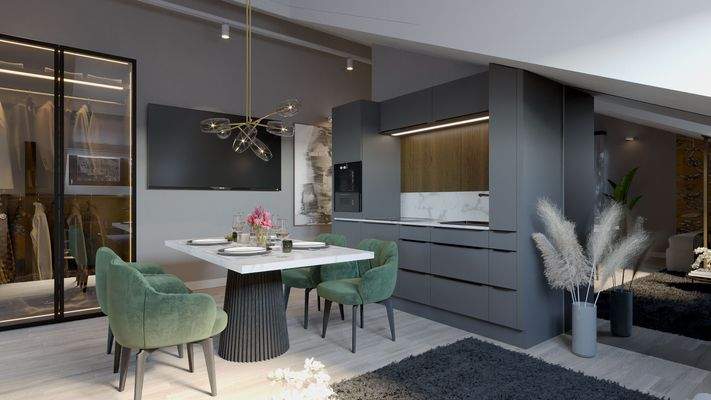 Beispieleinrichtung Wohnen u. Küche