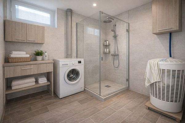 Vorschlag: Moderne Waschküche mit begehbarer Dusche