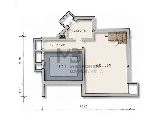 Grundriss Kellergeschoss - planimetria piano scantinato (nicht im Maßstab - non in scala)