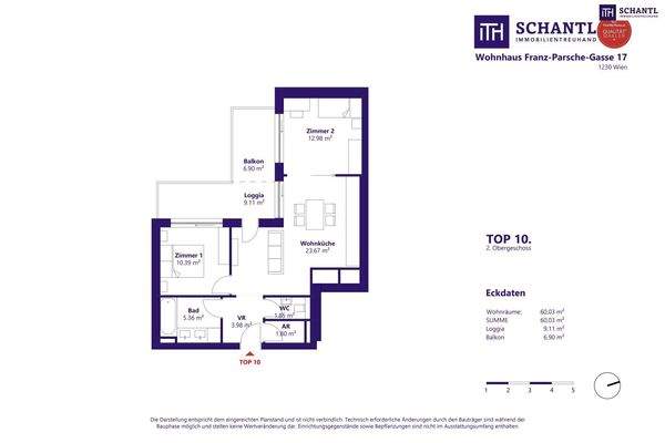 Grundriss Top 10, 2.Obergeschoss, schematische Darstellung