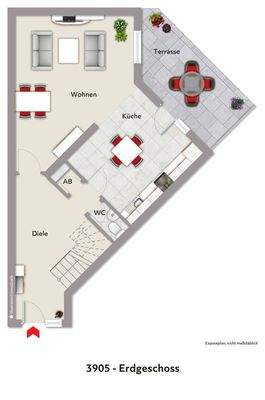 Grundriss EG visualisiert 3905
