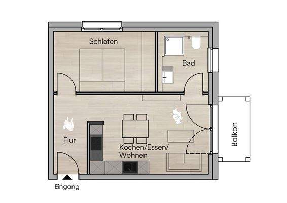 FOUR Grundriss - 2 Zimmer-Apartment