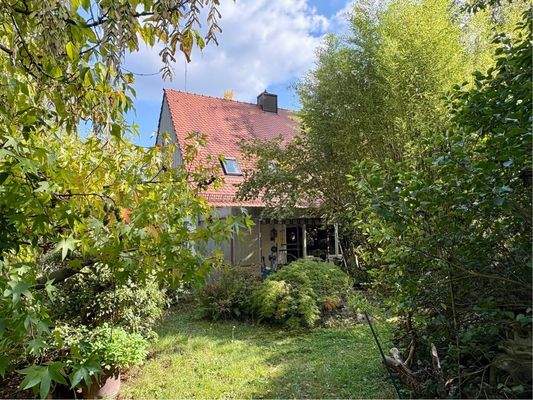 Blick vom Garten Richtung Haus