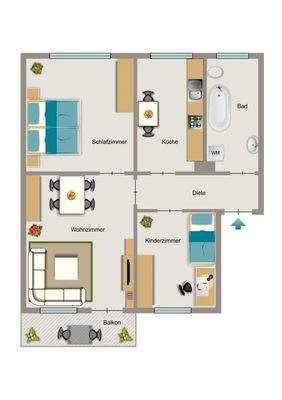 Wohnungsgrundriss (Muster)