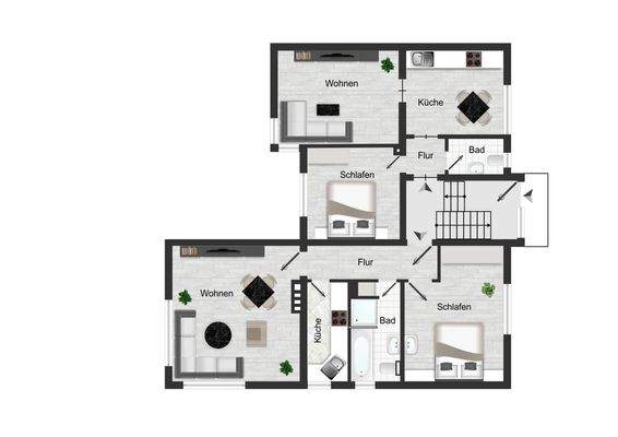 2 WE im OG mit 60 + 45 m² + Teil Spbd.