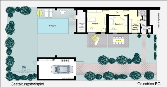 Einseitig angebautes Wohnhaus auf ruhigem Hofgrundstück