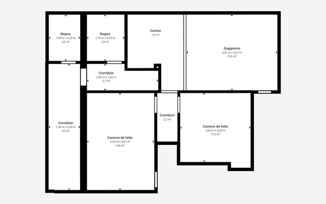 PR-024-93 Trilocale con doppi bagni e gi - Floor 1