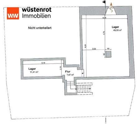 Grundriss KG Lagerräume zur Gewerbeeinheit
