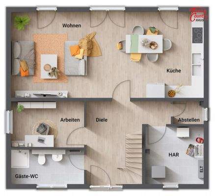 Grundriss EG offene Küche