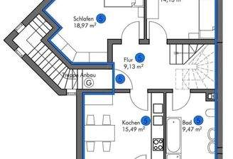 Wohnung Nr 5, untere Etage mit Südwestbalkon