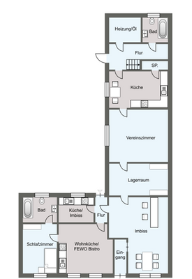 Grundriss Wohnhaus EG und Bistro