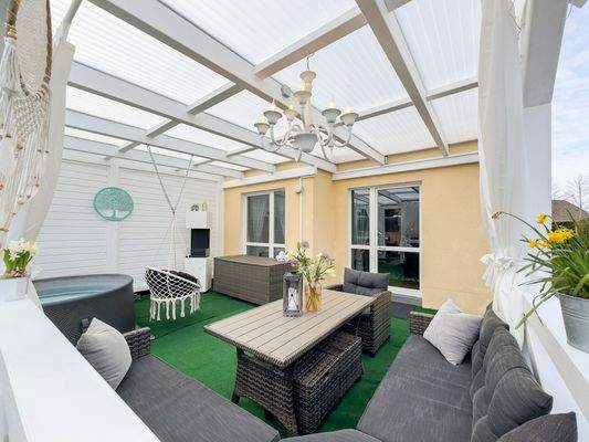 Die überdachte Terrasse