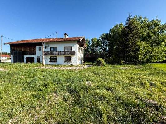 Außenansicht mit Grundstück