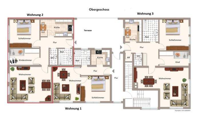 Grundriss Wohnung 2 - Nr. 3 OG