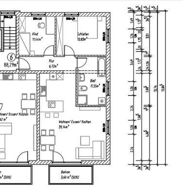 Grundriss 3 Zimmer Wohnung