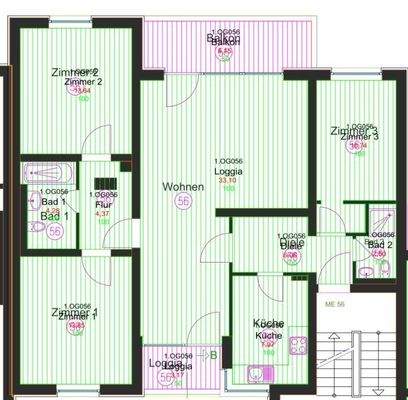 Grundriss 4-Zimmer-Wohnung