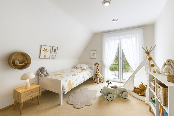 Kinderzimmer im Dachgeschoss (KI generiert)