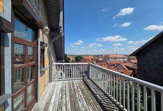 Blick vom Balkon in die historische Altstadt