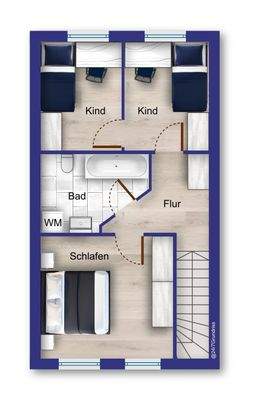 Grundriss Dachgeschoss (Möblierung beispielhaft)