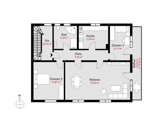 Grundriss WHG 2 l OG