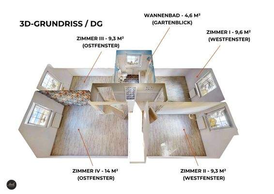 Grundriss - Dachgeschoss 3D