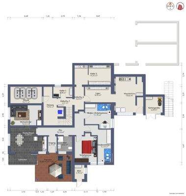 Grundriss untere Wohnebene