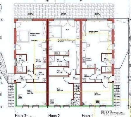 Erdgeschoss der Nordwohnung mit Terrasse