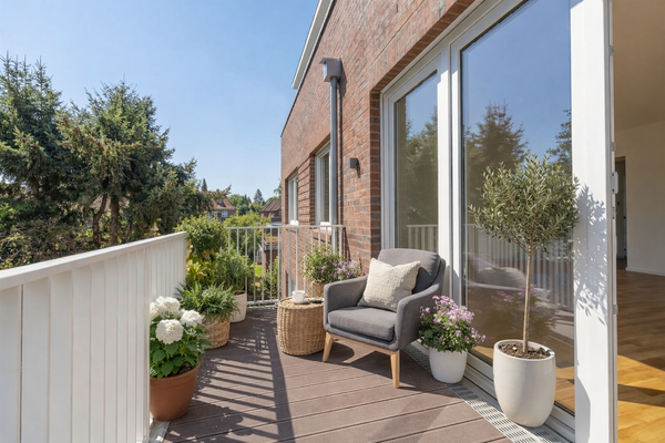 Balkon vor dem Wohnbereich [KI-generiertes Foto]