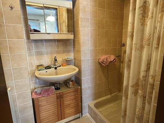 Badezimmer mit Dusche und WC