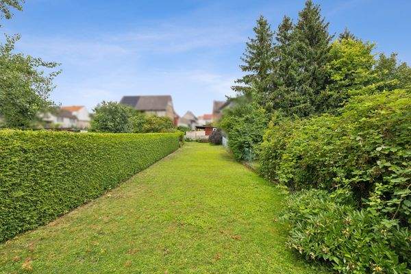 große sonnige, gut gepflegte Gartenfläche