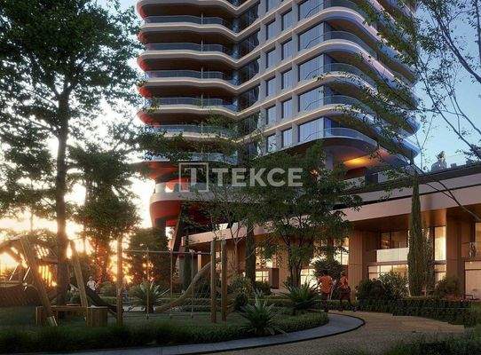 Apartments in a Sea-View Complex with Security in İzmir Konak