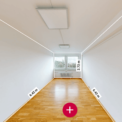 Einzelbüro mit Maßen