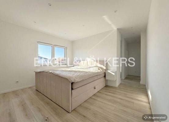 [KI-optimiertes Foto] Masterschlafzimmer mit Ankleide