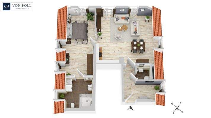 Grundriss Wohnung 25 mit knapp 73 m²