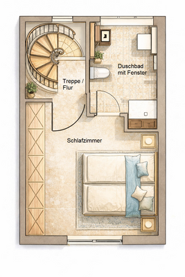 Grundriss-Skizze Obergeschoss
