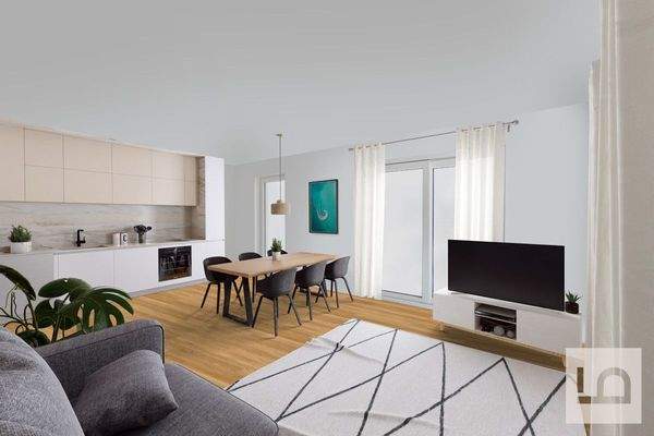 Küche-Wohnen virtuelles Staging