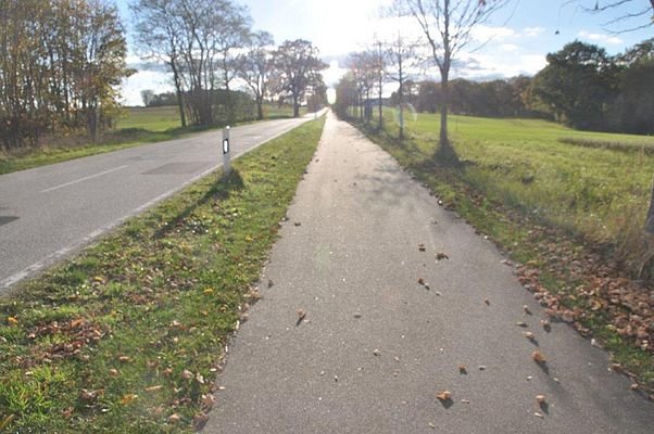 Straße und Radweg nach Lütow