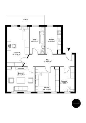Viertelsweg 45, 1. OG rechts - Etage 1 - 4V9NX2