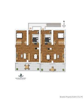 Grundriss Wohnung 3 (Gestaltungsbeispiel)