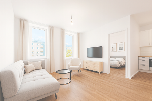 Wohnzimmer 4-Zimmer-Wohnung hofseitig