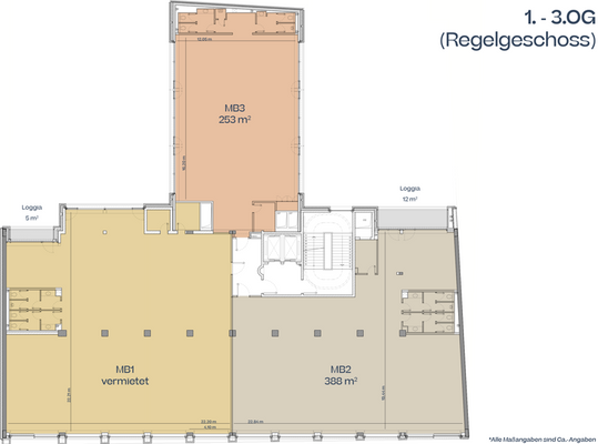 Grundriss 1.OG bis 3.OG.