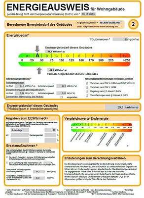 Ausschnitt Energieausweis Neubau