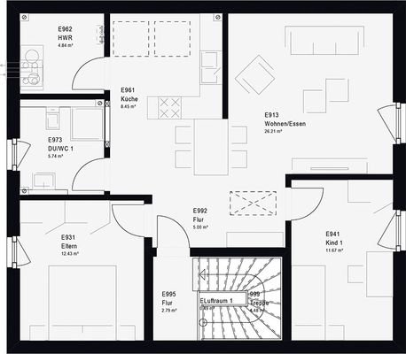 Grundriss Trend 16.0 S DG - Wohnung oben